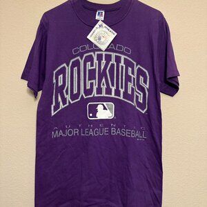 Vintage 1995 Colorado Rockies MLB Russell Athletics Purple Tee